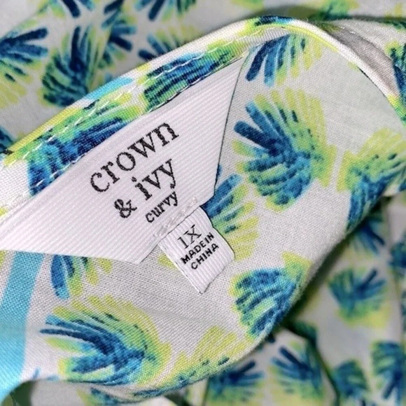 Crown & Ivy tropical top new with tags size 1X - Picture 4 of 6